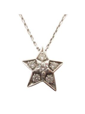Chanel Comet Necklace Small Diamond Silver Color
